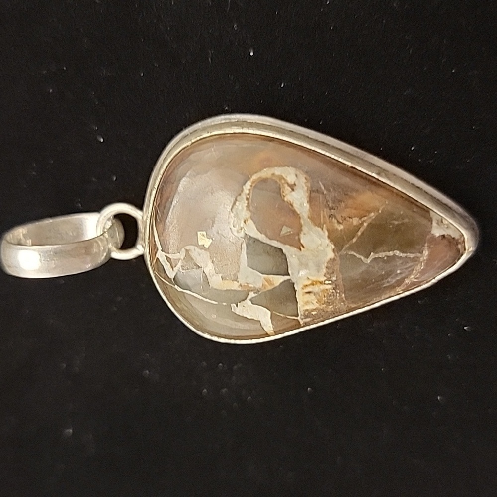 Lightning Stone Septerian 925 Silver Plated Gemstone Handmade Pendant 2" - Picture 2 of 5